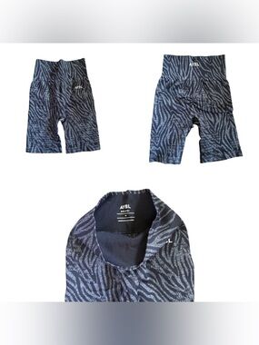 AYBL Black Zebra-Print High-Waist Bike Shorts